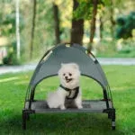 Elevated Dog Bed with Removable Canopy, Outdoor Dog Cot with UV Protection Canopy Shade, 24 inch Pet Bed for Camping, Gray - Image 3
