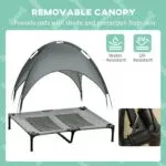 Elevated Dog Bed with Removable Canopy, Outdoor Dog Cot with UV Protection Canopy Shade, 36 inch Large Pet Bed for Camping, Gray - Image 8