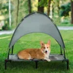 Elevated Dog Bed with Removable Canopy, Outdoor Dog Cot with UV Protection Canopy Shade, 36 inch Large Pet Bed for Camping, Gray - Image 3