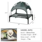 Elevated Dog Bed with Removable Canopy, Outdoor Dog Cot with UV Protection Canopy Shade, 24 inch Pet Bed for Camping, Gray - Image 6