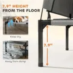 Elevated Dog Bed with Removable Canopy, Portable Outside Raised Pet Cot with Cooling Pad, Storage Bag, 36