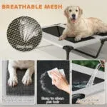 Elevated Dog Bed with Removable Canopy, Portable Outside Raised Pet Cot with Cooling Pad, Storage Bag, 36