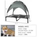 Elevated Dog Bed with Removable Canopy, Outdoor Dog Cot with UV Protection Canopy Shade, 36 inch Large Pet Bed for Camping, Gray - Image 4