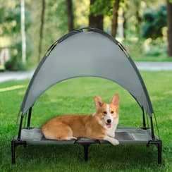 Elevated Dog Bed with Removable Canopy, Outdoor Dog Cot with UV Protection Canopy Shade, 36 inch Large Pet Bed for Camping, Gray - Image 3